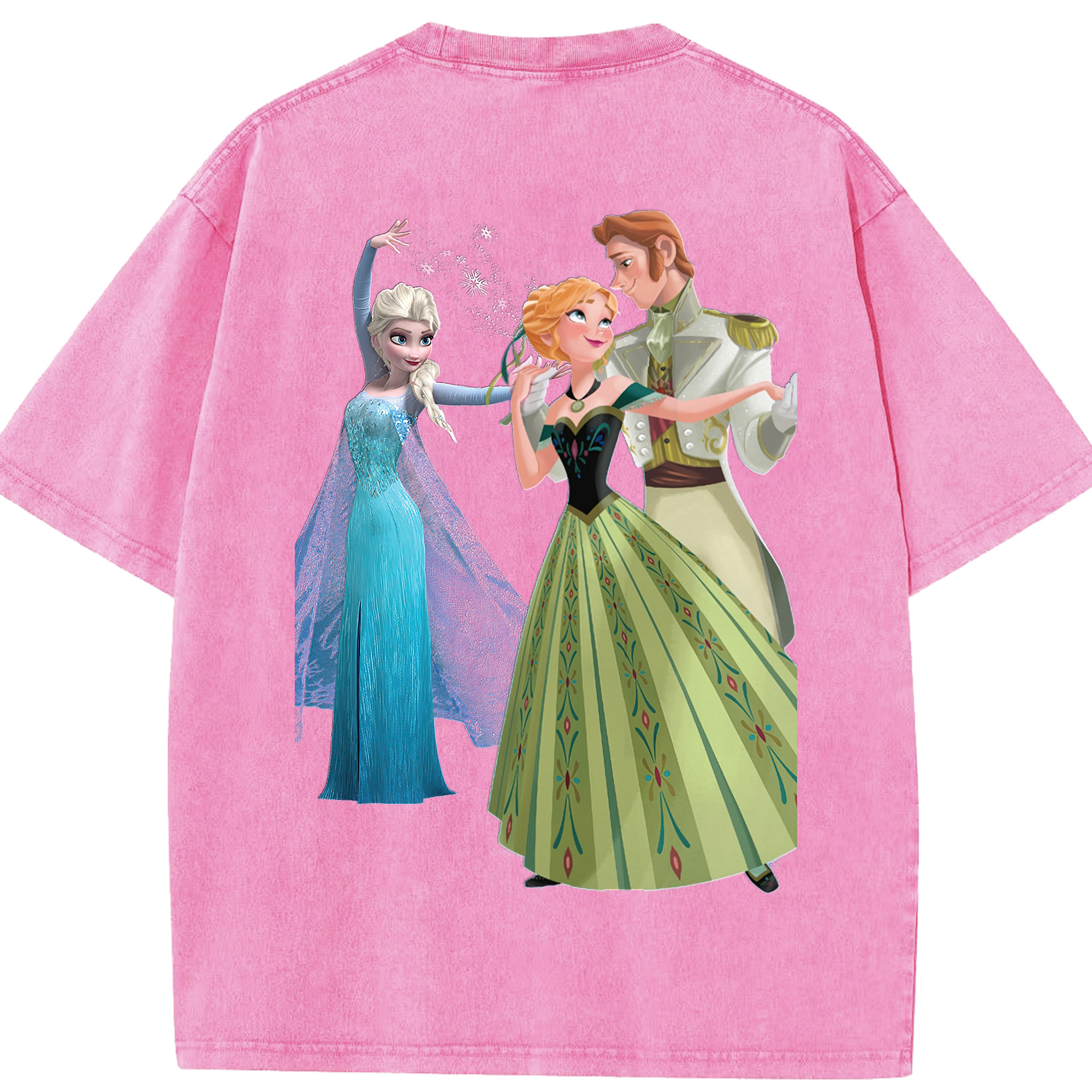 （画像用） アナと雪の女王 アンナ エルサ Frozen Anna Elsa 綿100% ヴィンテージ風 半袖Tシャツ（背面プリント）